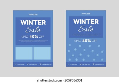 winter sale flyer design template. fashion winter sale promotion poster leaflet design. flyer in A4, bundle, brochure design, cover modern layout, annual report, poster
