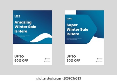 winter sale flyer design template. fashion winter sale promotion poster leaflet design. flyer in A4, bundle, brochure design, cover modern layout, annual report, poster
