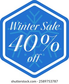 Winter Sale Forty Percent Discount Vector Sticker Tag