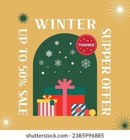 winter sale and frame background
