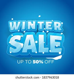 winter sale frozen ice banner. rectangle vector illustration 