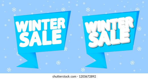 Winter Sale, geometric speech bubble banner design template, discount tag, app icon, vector illustration