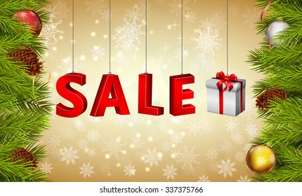 Winter sale and gift box background.vector