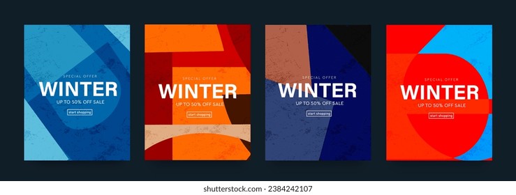 Winter Sale with Graphic Element. Background Patterns for Advertising, Web, Social Media, Poster, Banner, Cover. Special Offer 50%. Abstract Liquid Stripes. Vector Illustration