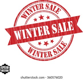 Winter sale grunge rubber stamp, vector illustration