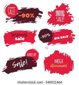 Winter sale. Grunge vector background with circle stains and promotion text