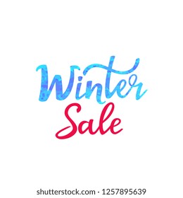 Winter sale hand lettering design with sparkles texture for advertising poster, banner, discount.