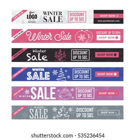Winter sale horizontal advertising banners set