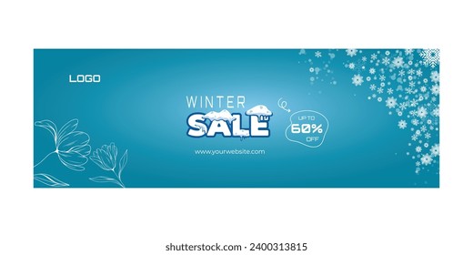 Winter sale horizontal template design