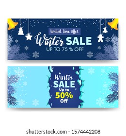 winter sale with ice and snowflake. promotion background in winter