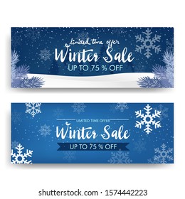 winter sale with ice and snowflake. promotion background in winter