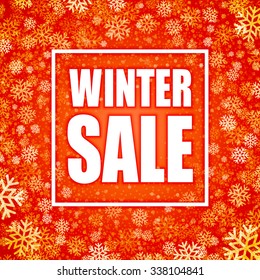 Winter sale inscription on background with snowflake. Vector illustration EPS10