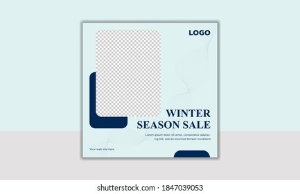 Winter sale instagram post or social media feed template