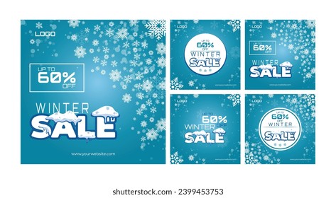 Winter sale instagram posts square template