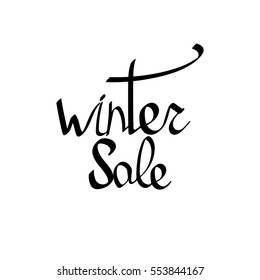 winter sale, isolated calligraphy lettering, word design template, vector illustration