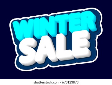 Winter Sale, isolated sticker, poster design template, vector illustration