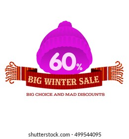 Winter sale labels and banner. Winter sale. Christmas sale. New year sale. Vector Illustration. Web banners, advertisements, brochures, business templates. Isolated on a white background.