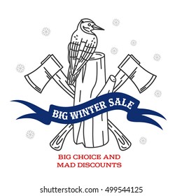 Winter sale labels and banner. Winter sale. Christmas sale. New year sale. Vector Illustration. Web banners, advertisements, brochures, business templates. Isolated on a white background.