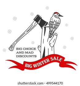 Winter sale labels and banner. Winter sale. Christmas sale. New year sale. Vector Illustration. Web banners, advertisements, brochures, business templates. Isolated on a white background.