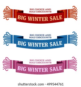 Winter sale labels and banner. Winter sale. Christmas sale. New year sale. Vector Illustration. Web banners, advertisements, brochures, business templates. Isolated on a white background.