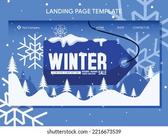winter sale landing page and banner design template