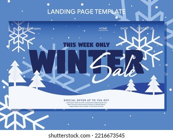 winter sale landing page and banner design template