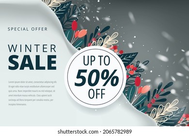 Winter sale layout design background with copy space
