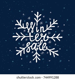 Winter Sale Lettering. Hand drawn design. Vector illustration.