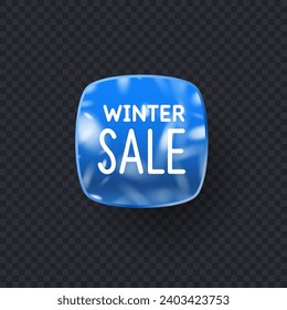 Winter sale. A miniature icon, a button for sales. The original poster for the discount. An element for advertising discounts. Vector graphics.