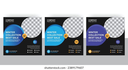 Winter sale offer banner social media poster design template