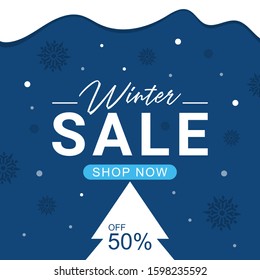 Winter sale offer concept with flat style design. Template vector illustration