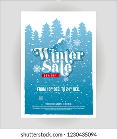 Winter Sale, Offer Poster Design Layout Template With 50% Discount Tag