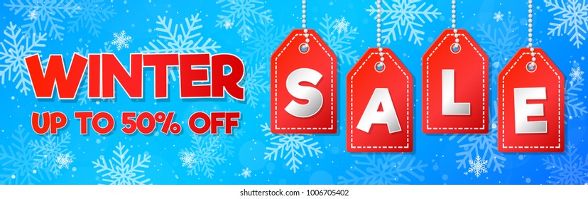 Winter Sale - panoramic header. Vector.