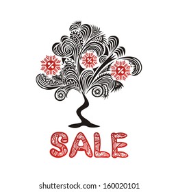Winter sale pattern tree snowflake vector illustration