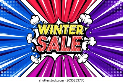 Winter Sale Pop art style phrase Comic style
