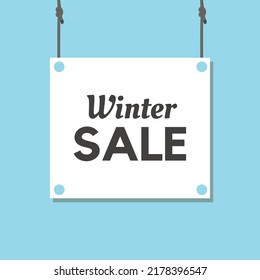 winter sale, sale post template, winter sale post template, sign on wall, rope vector, sign board vector, hanging sign vector