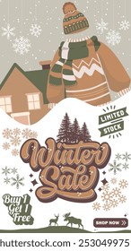 winter sale poster background, winter template