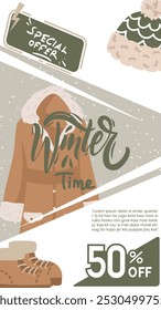 winter sale poster background, winter template