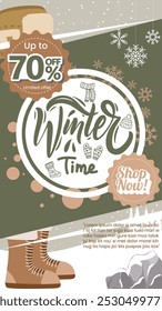 Fondo del cartel de la venta del invierno, Plantilla del invierno