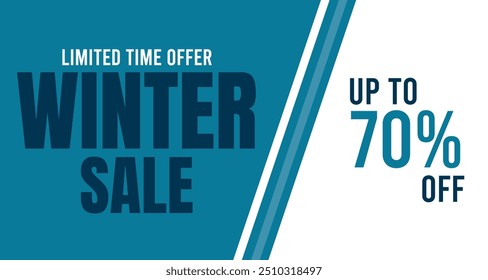 Winter Sale Poster Banner For Promotion Template Design. Winter Sale Up To 70% Off, Limited Time Offer. Vector illustration. 