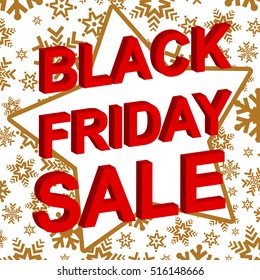 Winter sale poster with BLACK FRIDAY SALE text. Advertising  vector banner template
