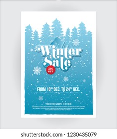 Winter Sale Poster Design Background Template with 50% Discount Tag