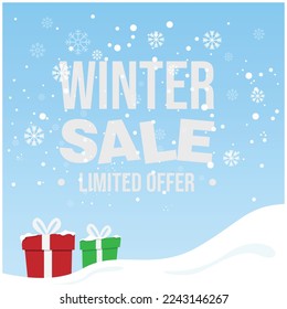 Winter sale poster design with snowflakes Free Vector. Winter sale Vector illustration for banner and flyer Winter sale in flat style.