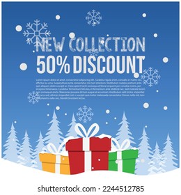 Winter sale poster design with snowflakes Free Vector. Winter sale Vector illustration for banner and flyer Winter sale in flat style.