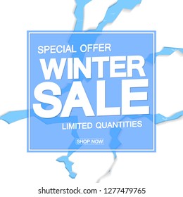 Winter Sale, poster design template, special offer, vector illustration