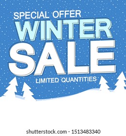 Winter Sale, poster design template, special offer, vector illustration