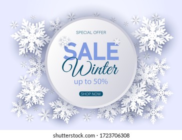 Winter sale poster design template or Background. Creative business promotional vector.