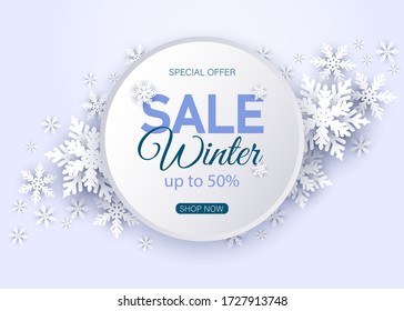 Winter sale poster design template or Background. Creative business promotional vector.