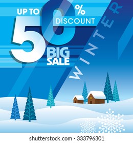 Winter sale poster design template or Background. Creative business promotional vector.