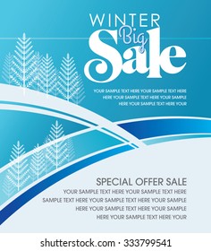 Winter sale poster design template or Background. Creative business promotional vector.
